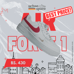 Nike Air Force 01 - Blanco con rojo👟